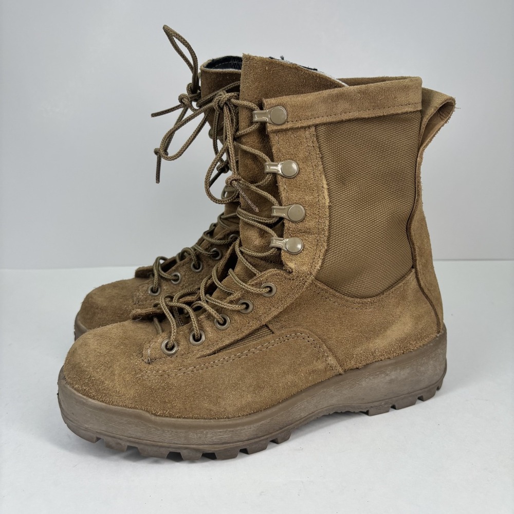 McRae Temperate Weather Men's US‎ 4.5R Tan Suede Leather Waterproof Combat Boots